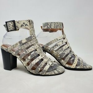 Vionic Sami Caged Block Heel Sandal Black/White 7